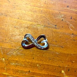 Silver Heart Infinity Necklace Charm Diamond